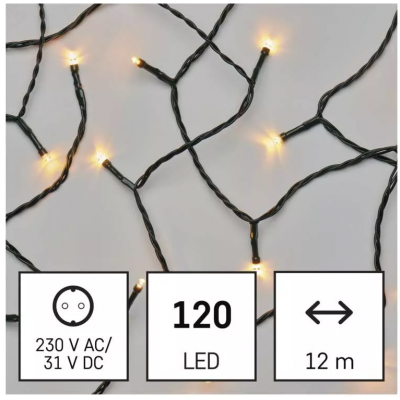 Lampki choinkowe klasyczne 120 LED 12m vintage IP44 timer EMOS (D4AV03)